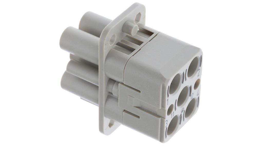 Heavy Duty Power Connector Insert, 40 A, Han Q SeriesFemale, 7 Contacts Pôles
