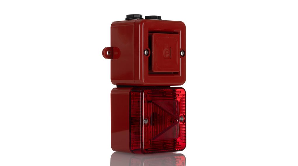 SONFL1X Series Red Sounder Beacon, 230 V ac, IP66, Wall Mount, 100dB at 1 Metre Red 230VAC IP66