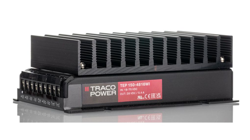 TRACOPOWER TEP 150WI DC-DC Converter, 28V dc/ 6.3A Output, 18 → 75 V dc Input, 150W, Through Hole, +75°C Max