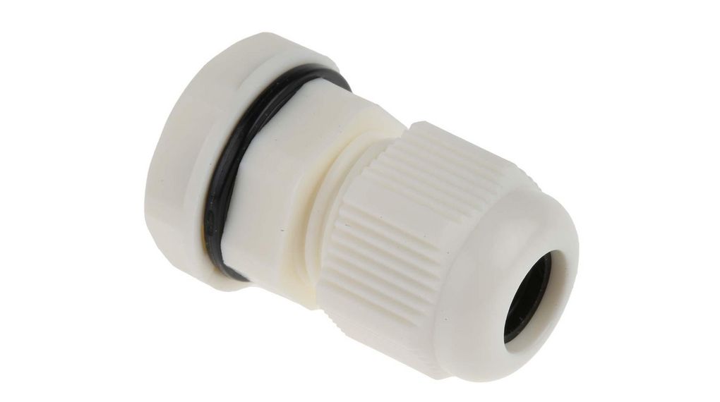 White Nylon Cable Gland, M12 Thread, 3mm min., 6.5mm max., IP68, M12
