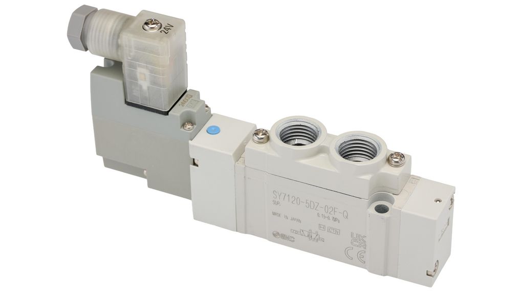 SMC 5/2 Pneumatic Solenoid Valve - Solenoid/Pilot G 1/4 SY7000 Series 24V dc