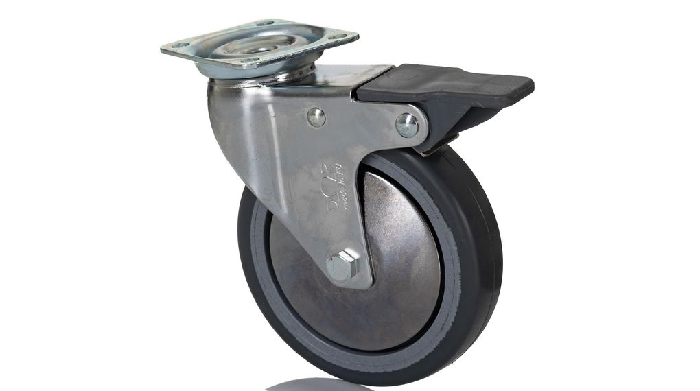 Braked Swivel Castor Wheel, 60kg Capacity, 100mm Wheel