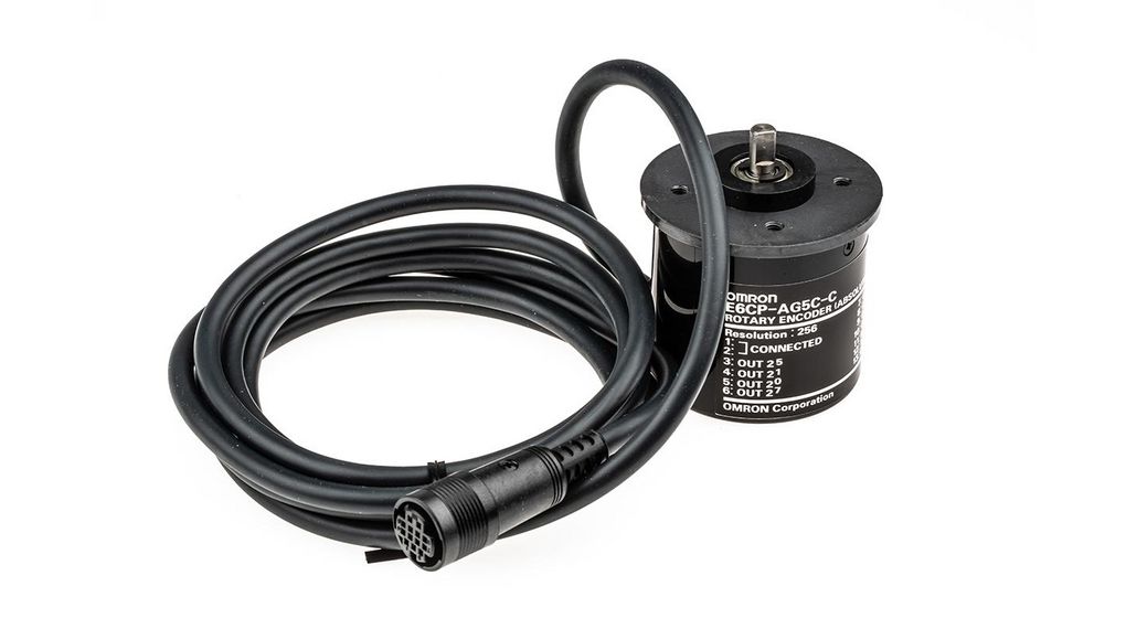 Omron E6CP Series Absolute Encoder, 256 ppr, Open Collector Signal, Solid Type, 6mm Shaft