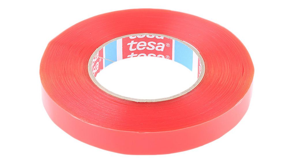 Tesa 04967-00011-06 Transparent Double Sided Plastic Tape, 0.160mm Thick, 13,4 N/cm, PET Backing, 19mm x 50m