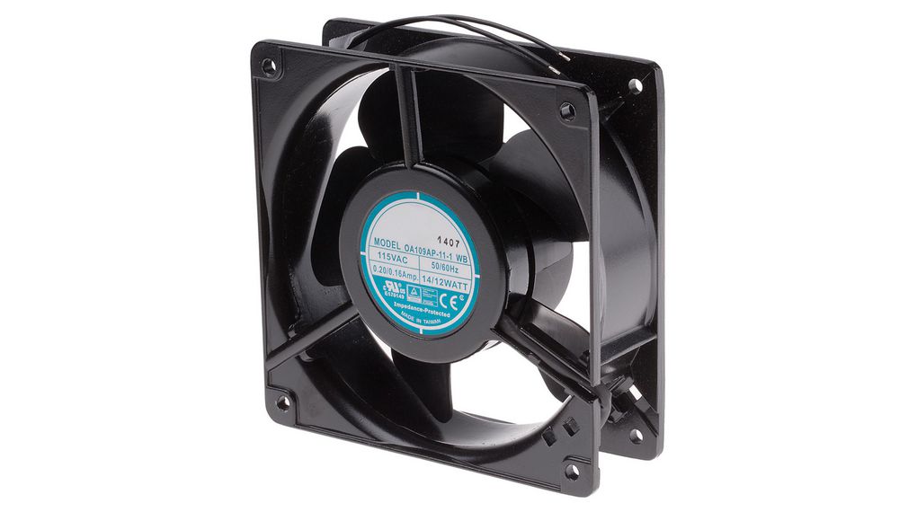 Axial Fan, 115 V ac, AC Operation, 186.9m³/h, 15W, 120 x 120 x 38mm