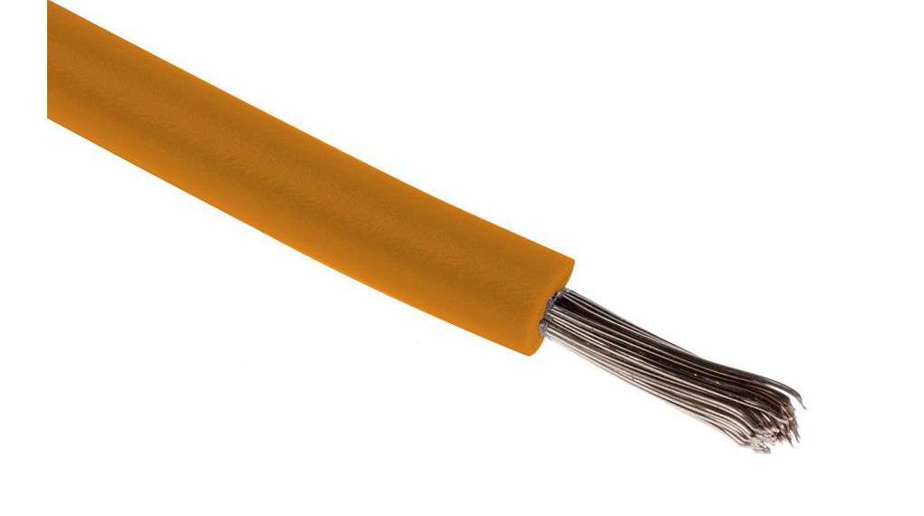 Orange 0.33mm² Hook Up Wire, 22 AWG, 17/0.16 mm, 100m, XLPE Insulation