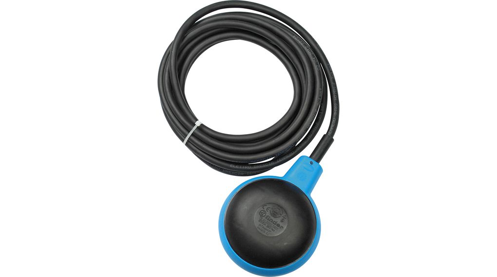 Float Switch 250V Change-Over Contact (CO) 10A 250 VAC 136mm Black / Blue Polypropylene (PP) IP68 Cable, 5 m
