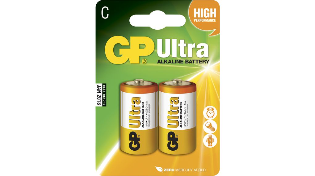 veteran Christchurch Fjendtlig GP 14AU-NL2 / LR14 / C ULTRA | GP Batteries Alkaline Primært batteri 1.5V C  / LR14 | Elfa Distrelec Danmark