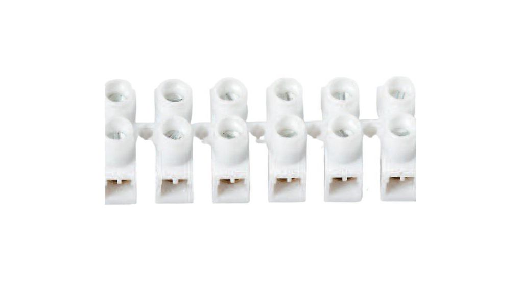 Terminal Strip, Natural, 5A, Poles - 12, Pack of 10 pieces