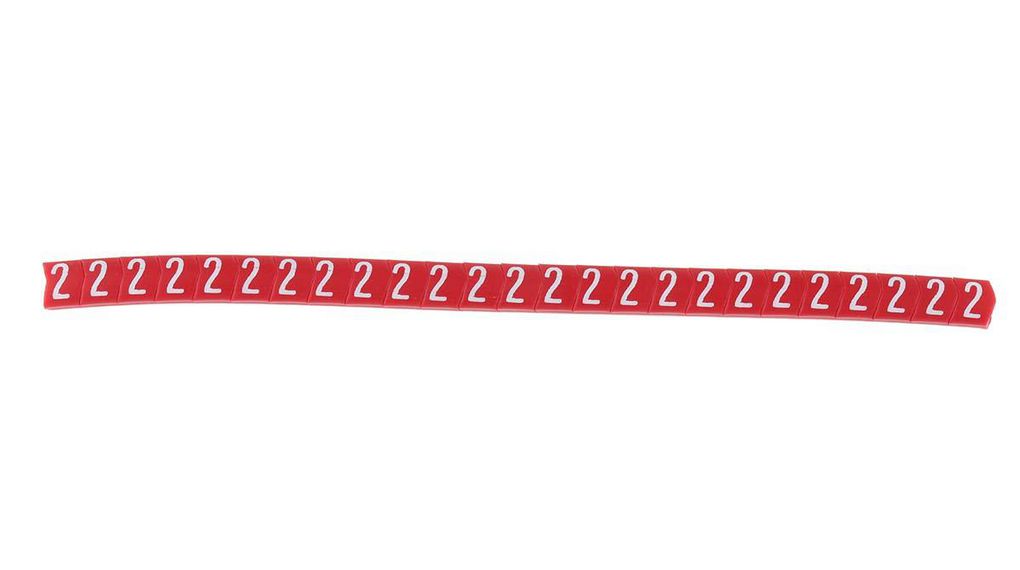 Cable Marker, Pre-printed, PVC, White on Red, Paket med 250 delar