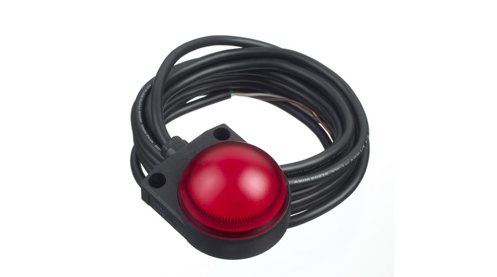 Voyant LED 24V AC / DC Fixe Rouge Câble, 3 m