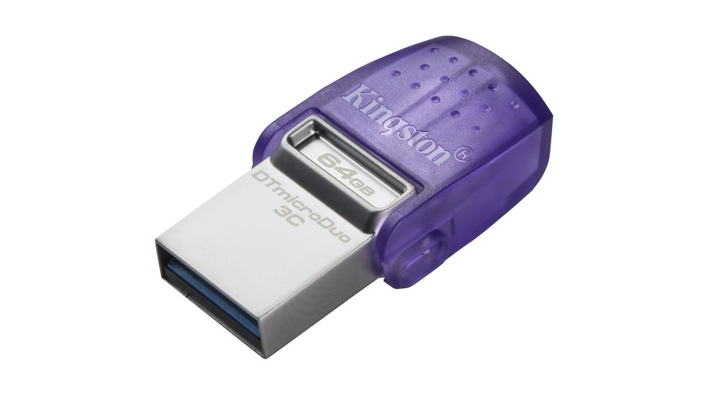 Clé USB, DataTraveler microDuo 3C, 64GB, USB 3.1, Argent / Violet