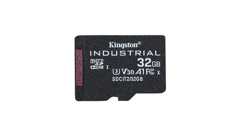 Industrial Memory Card, microSD, 32GB, 100MB/s, 80MB/s, Black