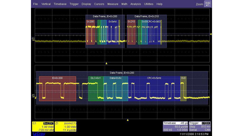 IIC/SPI/UART/RS232/CAN/LIN Decoder Option - LeCroy T3DSO2000 Oscilloscopes