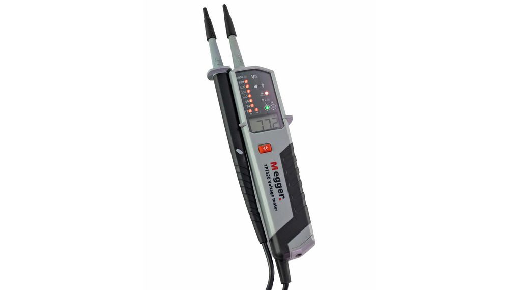 Spannings- en continuïteitstester, CAT IV 1 kV, IP64, LCD, Visueel/auditief