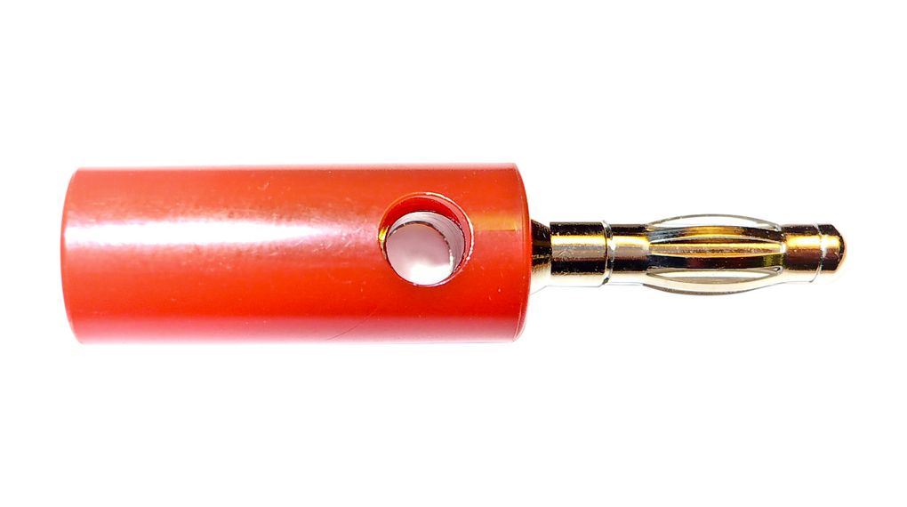 Stackable Banana Plug, Red, 15A, 1kV, Nickel-Plated