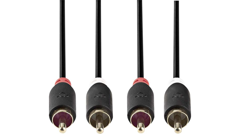 Audiokabels, Stereo, 2x RCA-stekker - 2x RCA-stekker, 2m