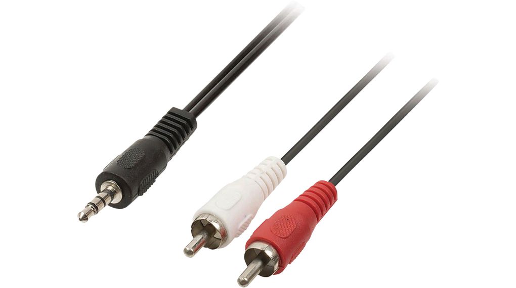 Audio Cable, Stereo, 3.5 mm Jack Plug - 2x RCA Plug, 2m