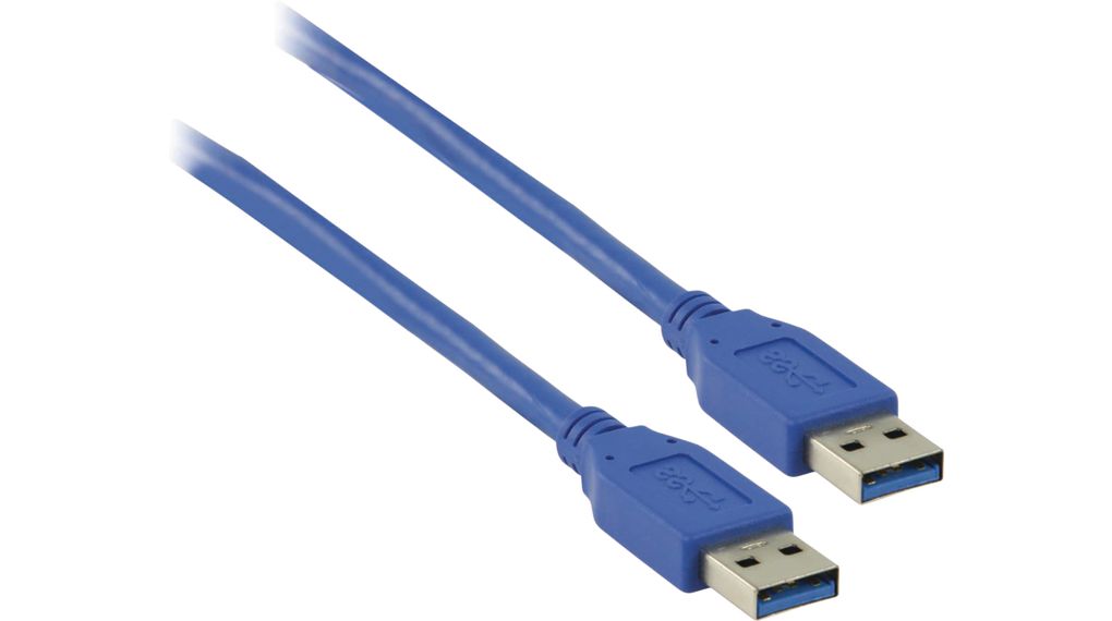 Kabel, USB-A-plugg - USB-A-plugg, 1m, USB 3.0, Blå