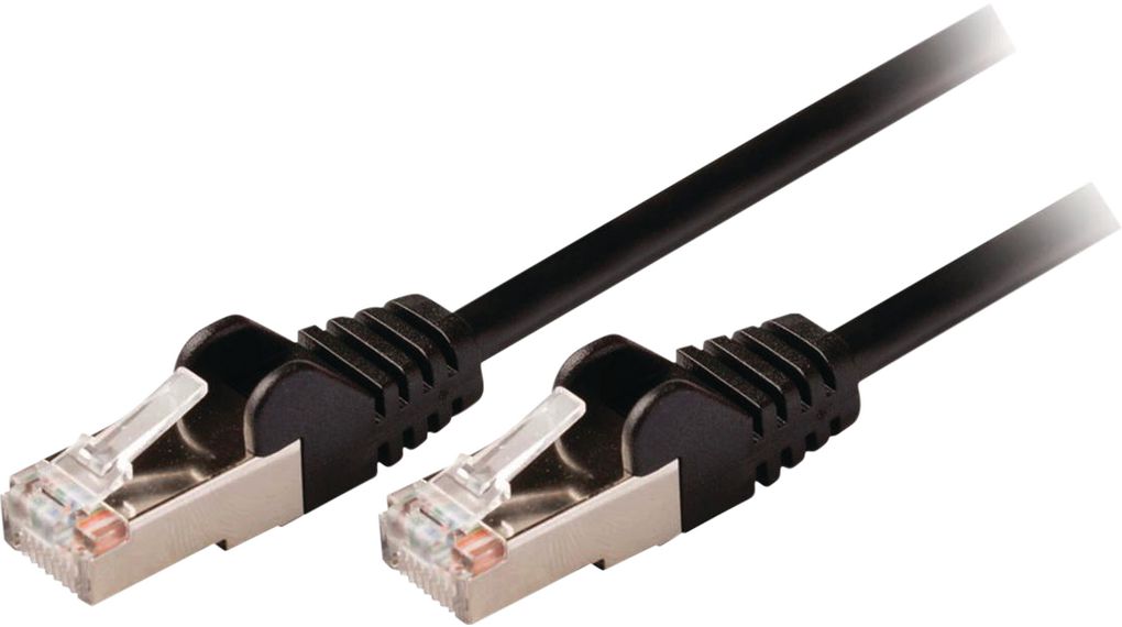Propojovací kabel, Zástrčka RJ45 - Zástrčka RJ45, Cat 5e, SF/UTP, 250mm, Černá