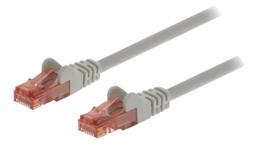 Patch-kabel, RJ45-plugg - RJ45-plugg, Cat 6, U/UTP, 500mm, Grå