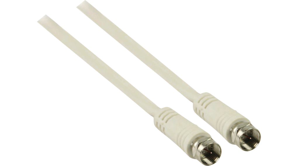 RF Cable Assembly, F Male Straight - F Male Straight, 10m, White