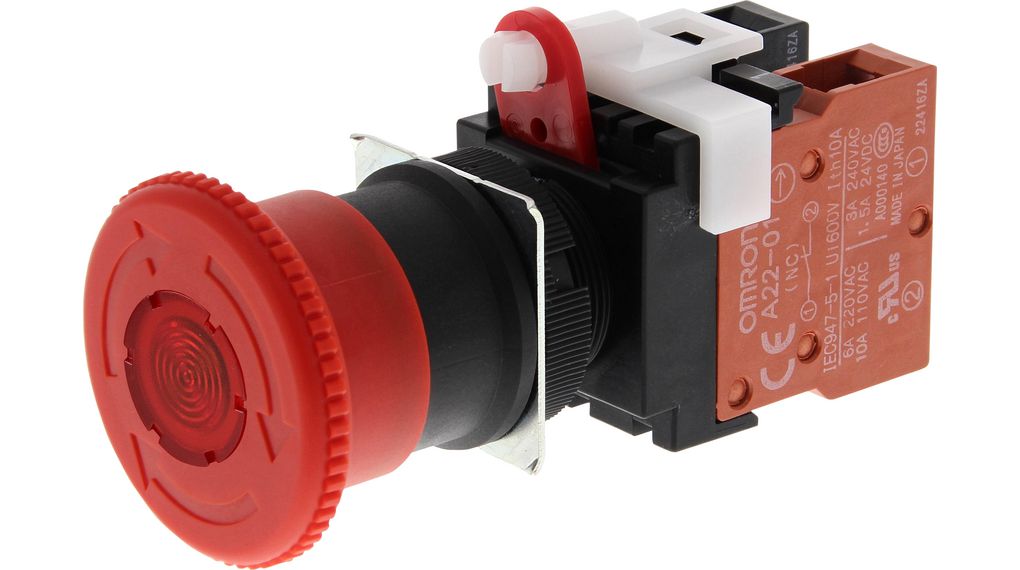 Emergency Stop Switch 1NO / 1NC IP65 Push-In Terminal A22E