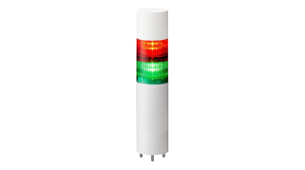 Signaltorn med summer Grön / Röd 340mA 24V LR6 Ytfäste IP67 / IP69K Kontaktdon, M12