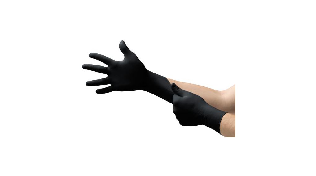 Ansell 93-852 Black Powder-Free Nitrile Disposable Gloves, Size 7.5-8, Medium, 100 per Pack, Lot de 100 pièces