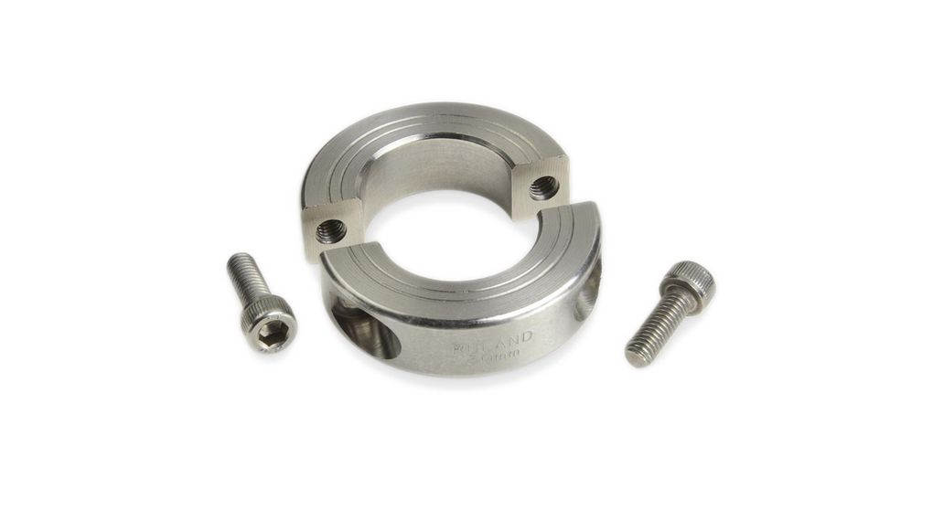 Shaft Collar, Two Piece, Clamp Screw, OD 57 mm, W 15 mm, Stainless Steel