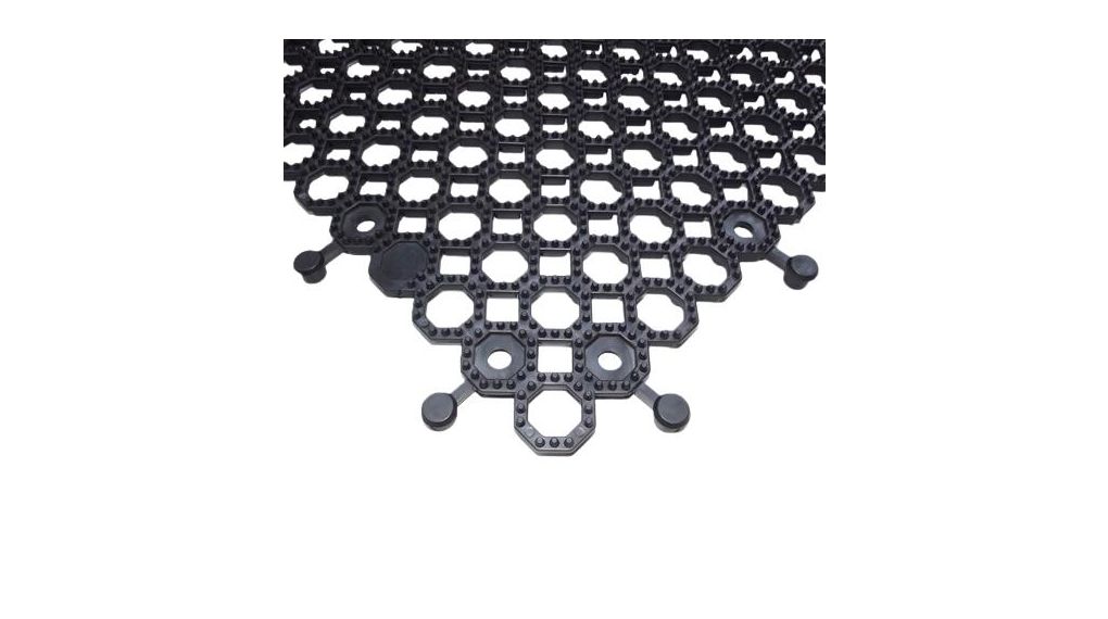 Black Anti-slip Tile PVC Tile, Holes Finish 500mm x 500mm x 16mm