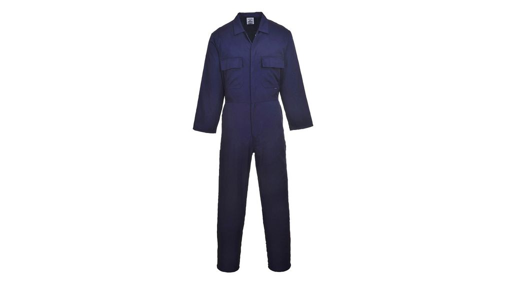 Portwest Coverall Navy Polycotton Tall Leg - 2Xl, 2XL, Coton / Polyester, Navy