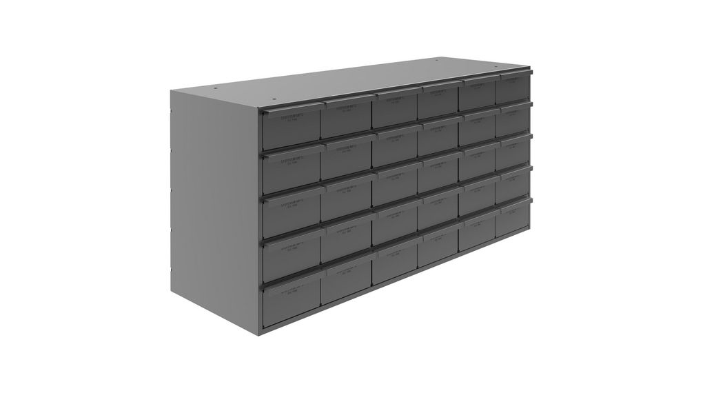 Durham 30 Drawer Storage Unit, Steel, 365mm x 857mm x 295mm, Greyx365mm