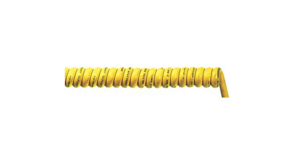 Lapp ÖLFLEX Coiled 0.75 mm² 2 Core Power Cable, Yellow Polyurethane PUR, 600mm