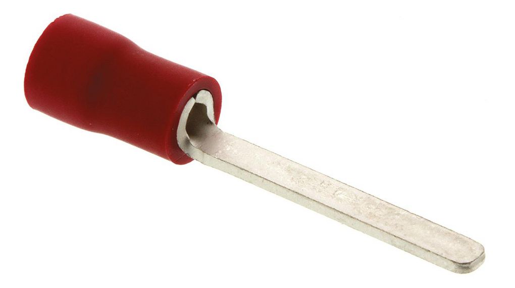 No, FV Insulated Crimp Blade Terminal 18 mm Blade Length, 22 AWG to 16 AWG, Red, Pack of 100 pieces