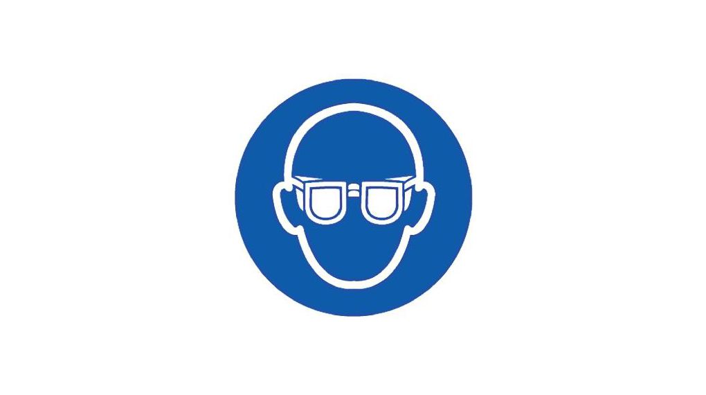 Vinyl Mandatory Eye Protection Sign With Pictogram Only Text, 150 x 150mm