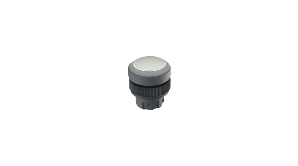 Illuminated Pushbutton Actuator with Light Grey Frontring, Protective Cap Momentary Function Round Button White IP65 RAFIX 22 QR