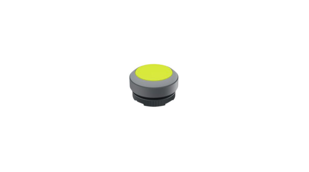 Pushbutton Actuator with Light Grey Frontring Momentary Function Round Button Yellow IP65 RAFIX 22 FS+
