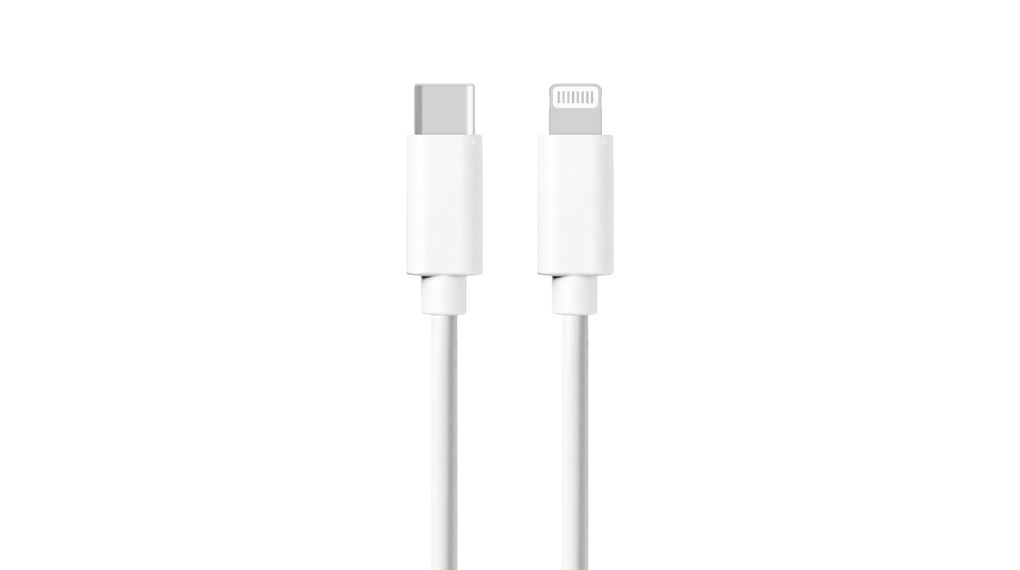 Cable, USB-C Plug - Apple Lightning, 3m, USB 2.0, White