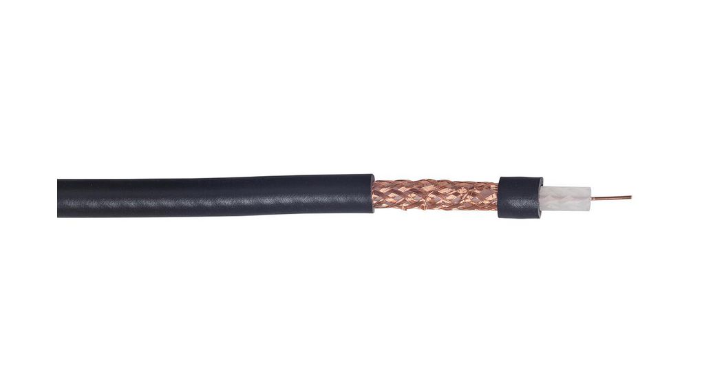 Coaxial Cable PVC 6.1mm 75Ohm Bare Copper Black 100m