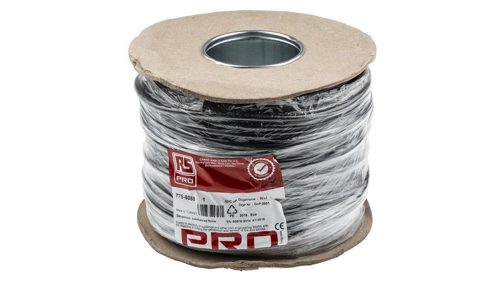 Napájecí kabel 2x 0.75mm² Měď Nestíněné 500V 100m Černá