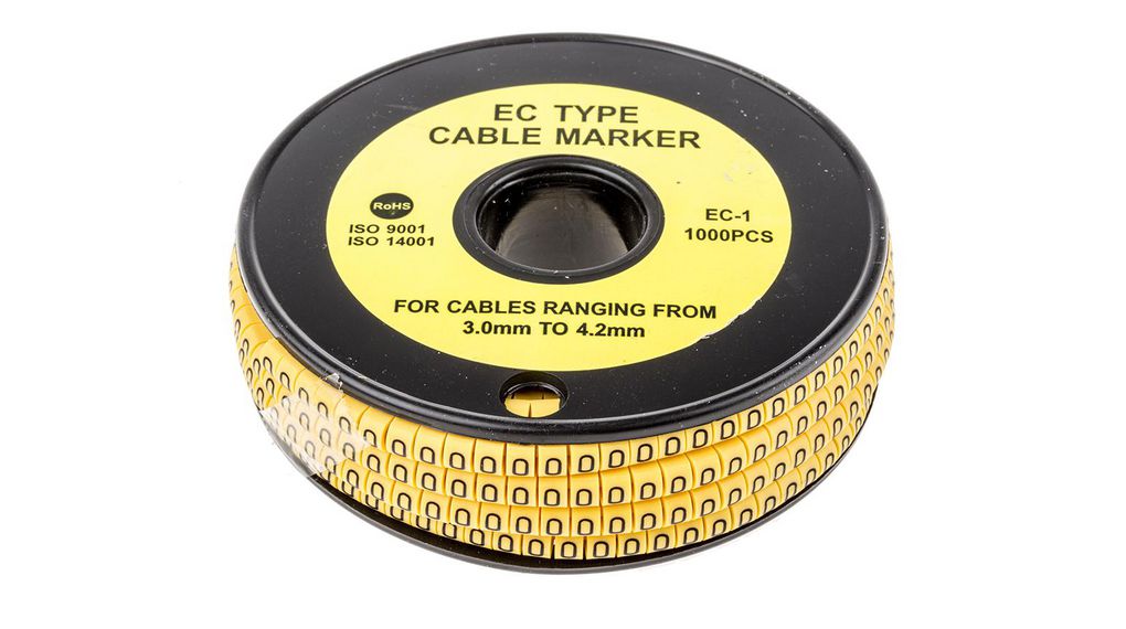Slide-On Pre-Printed '0' Cable Marker 4mm Reel of 1000 pieces