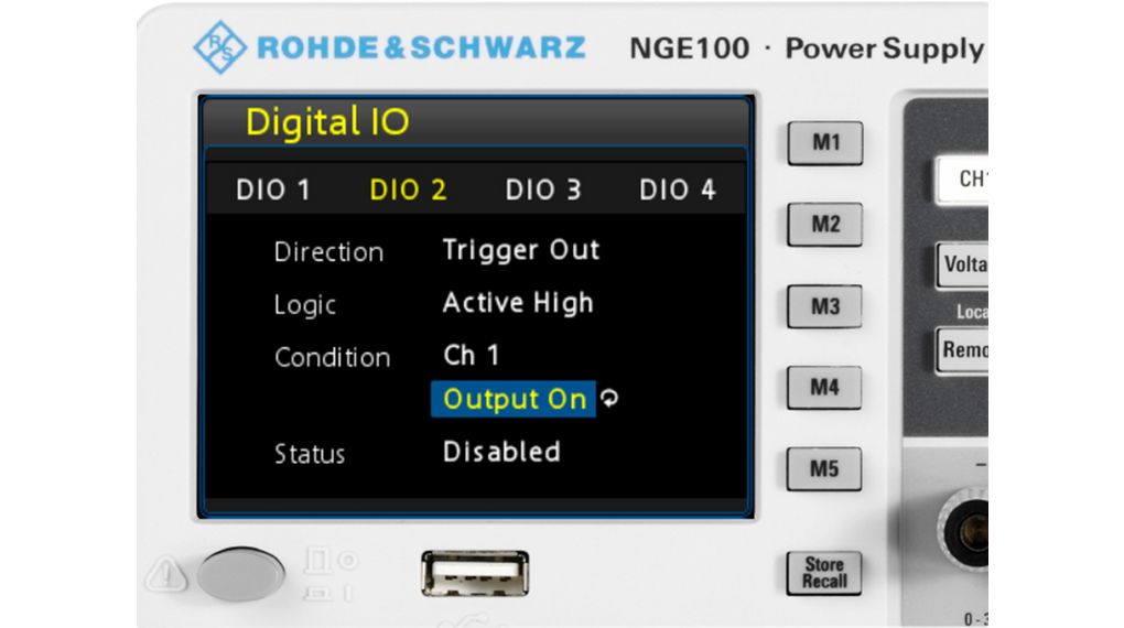 Digitális I/O indító opció - R&S NGE100 Power Supply