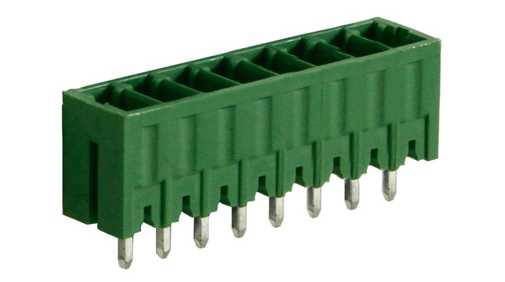 Inkopplingsbar kopplingsplint, Kontakt, Rak, 10A, 3.5mm Stiftavstånd, 8 Poler
