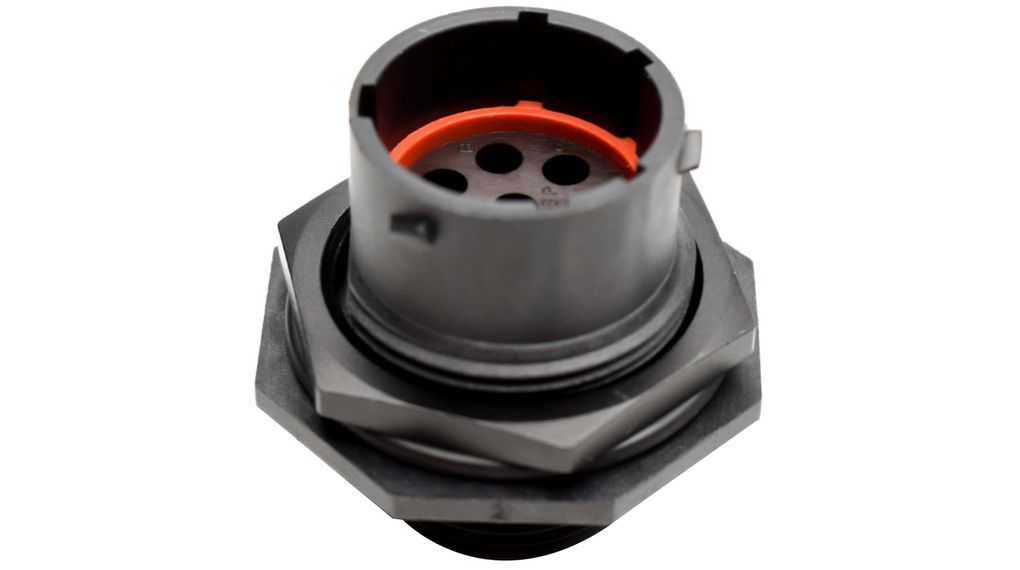 Male jam nut receptacle, Plug, 4 Contacts, 13A, 500V, IP68 / IP69K