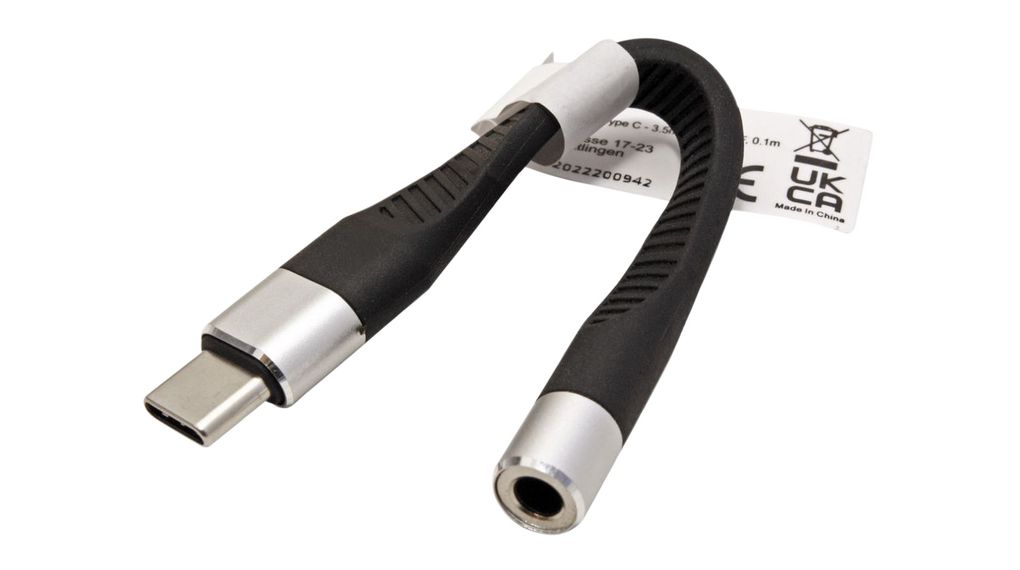 Audio Adapter, Straight, USB-C Plug - 3.5 mm Stereo Socket
