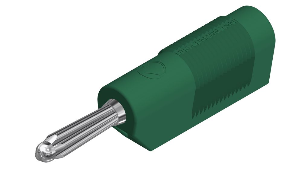 Banana Plug Insulated Unshrouded 4 mm Brass Nickel 60VDC 30A Screw Terminal Green