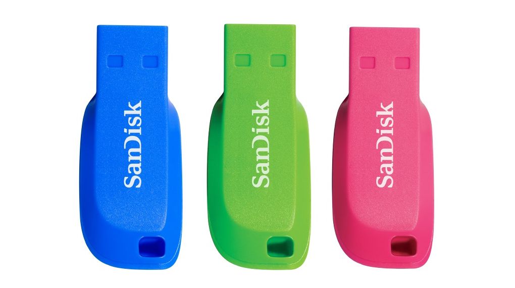 USB Stick, 3pcs, Cruzer Blade, 16GB, USB 2.0, Blauw / Groen / Roze