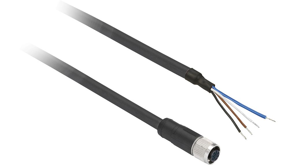 Kabelsatz, M8-Buchse - Offene Enden, 4 Leiter, 2m, IP69K / IP67 / IP65, Schwarz