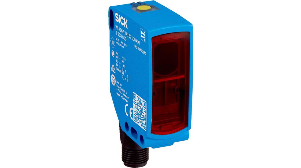 Photoelectric Sensor Push-Pull 10m 500us 30V 100mA PinPoint LED, Visible Red Light Connector, M12, 4-Pin IP66 / IP67 / IP69 W16